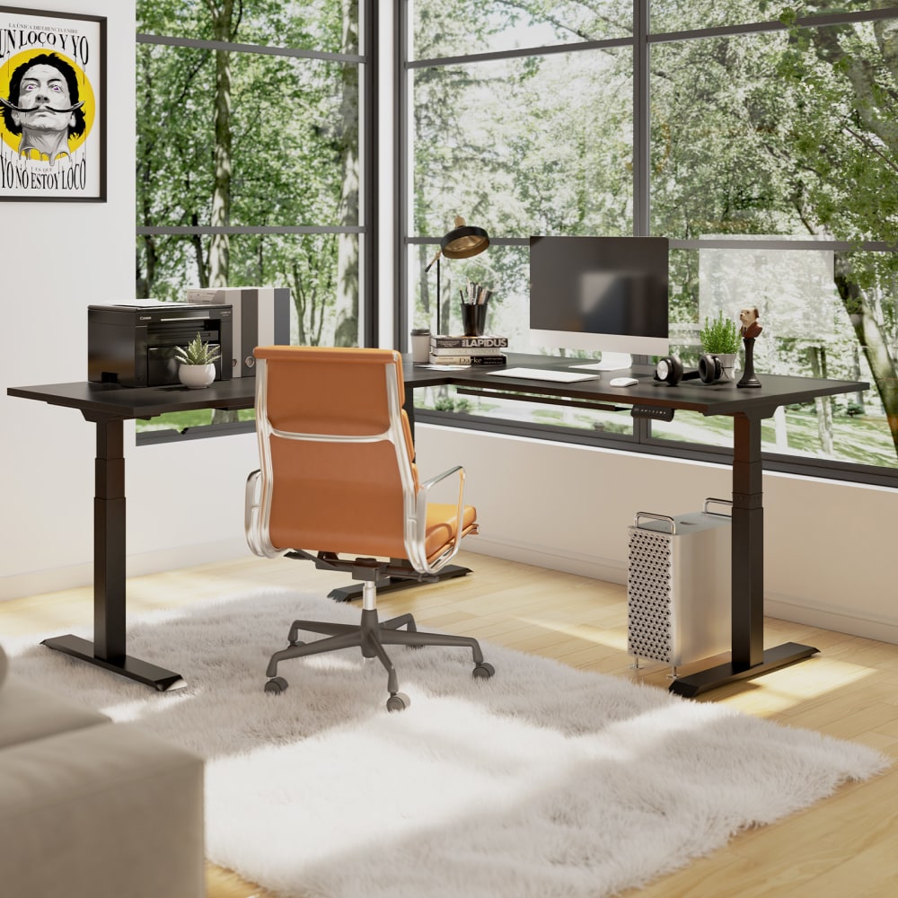 FlexiSpot E7L 76inW L-Shaped Electric Height-Adjustable Standing Desk, Black MPN:E7LB557624BLK