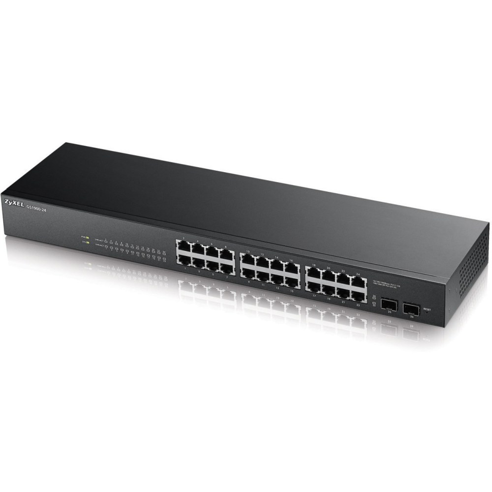 ZyXEL GS1900-24 Fanless 24 Port GbE L2 Web Managed Rackmountable Switch - 24 Ports - Manageable - 24x R - GS190024 MPN:GS1900-24