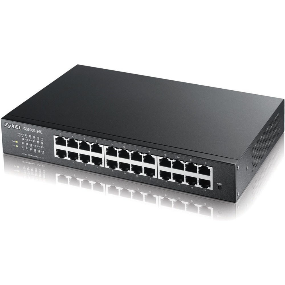 ZYXEL GS1900-24E 24-Port Gigabit Smart Managed Switch (Compact Design) ___REALPIPE___ Fanless - 24 Ports - Gigabit Ethernet - GS190024E MPN:GS1900-24E