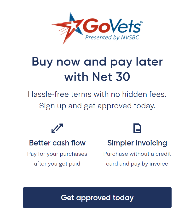 GoVets Net 30 payment terms