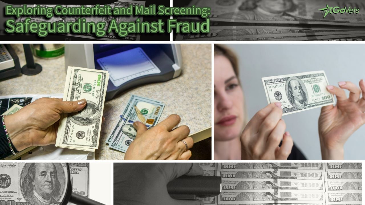 Exploring Counterfeit and Mail Screening - Safeguarding Against Fraud - Lady screening a US Hundred dollar bill - UV light screening 