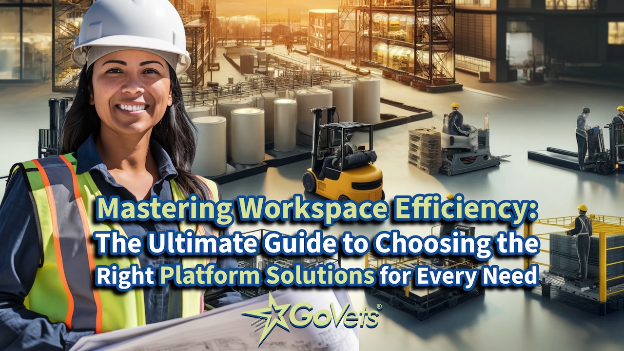 Image of diverse platform solutions, including forklift work platforms, configurable units, and spill containment pallets, showcasing their versatility and application in various industries.